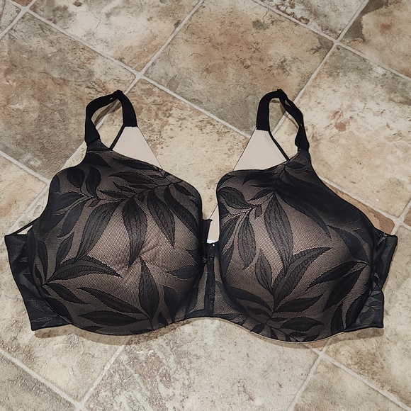 Cacique Other - CACIQUE Elegant Black Floral Women's Bra Underwire Size 44F.